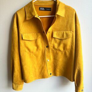 Zara Brand Yellow Faux Suede Jacket Size Xs - image 1